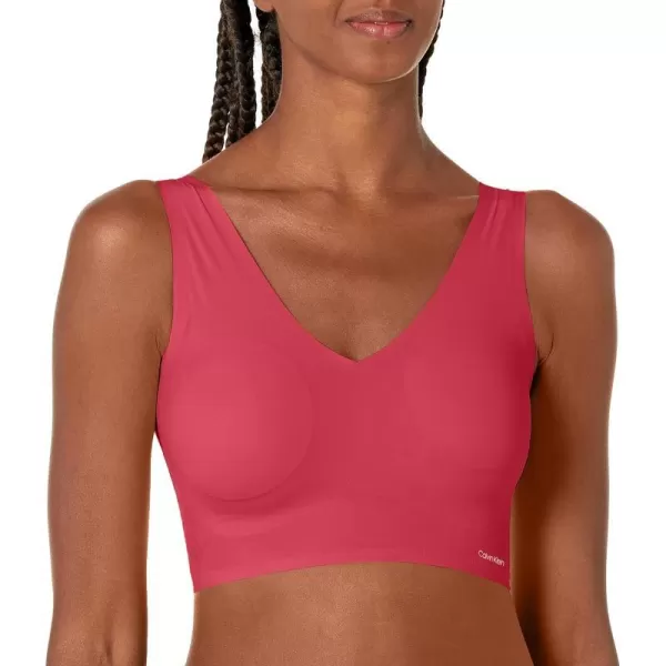 Calvin Klein Womens Invisibles Comfort Seamless Lightly Lined V Neck Bralette BraRed Carpet