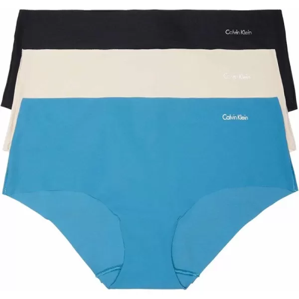 Calvin Klein Womens Invisibles Seamless Hipster Panties Multipack3 Tapestry TealBuff BeigeBlack