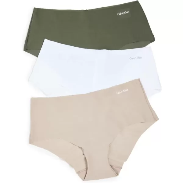 Calvin Klein Womens Invisibles Seamless Hipster Panties Multipack3 WhiteWinter LinenMoney Tree