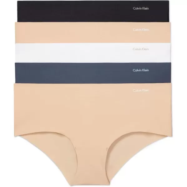 Calvin Klein Womens Invisibles Seamless Hipster Panties Multipack5 BlackSpeakeasyWhite Light Caramel