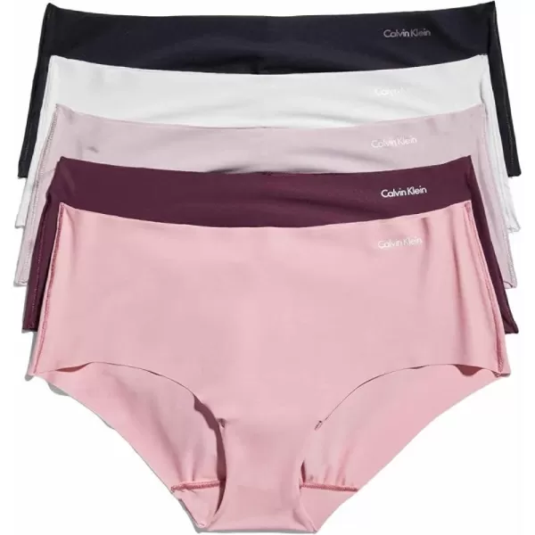 Calvin Klein Womens Invisibles Seamless Hipster Panties Multipack5 Bright WhiteLittle RoseyRaspberry BlushRhoneBlack