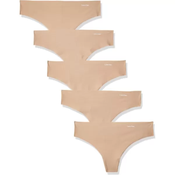 Calvin Klein Womens Invisibles Seamless Thong Panties 5 PackLight Caramel 5 Pack