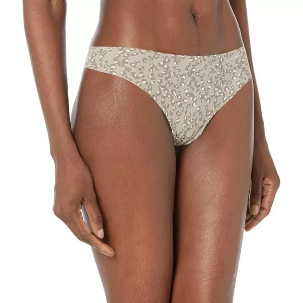 Calvin Klein Womens Invisibles Seamless Thong PantyAnimal Smudge Print Satellite