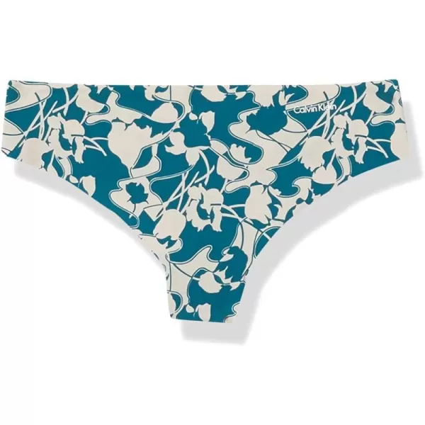 Calvin Klein Womens Invisibles Seamless Thong PantyMarbalzied Floral Minitopaz Gemstone