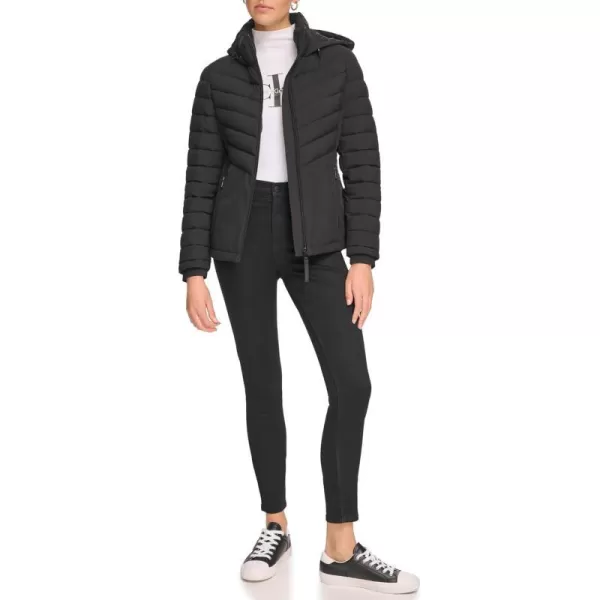 Calvin Klein Womens LightWeight Hooded Puffer JacketBlack