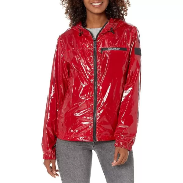 Calvin Klein Womens Lightweight Water Resistant Everyday WindbreakerTango Red