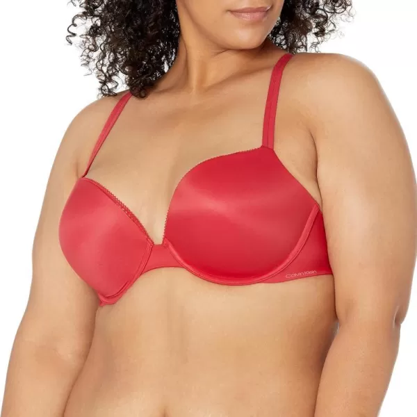 Calvin Klein Womens Liquid Touch Push Up Plunge BraRed