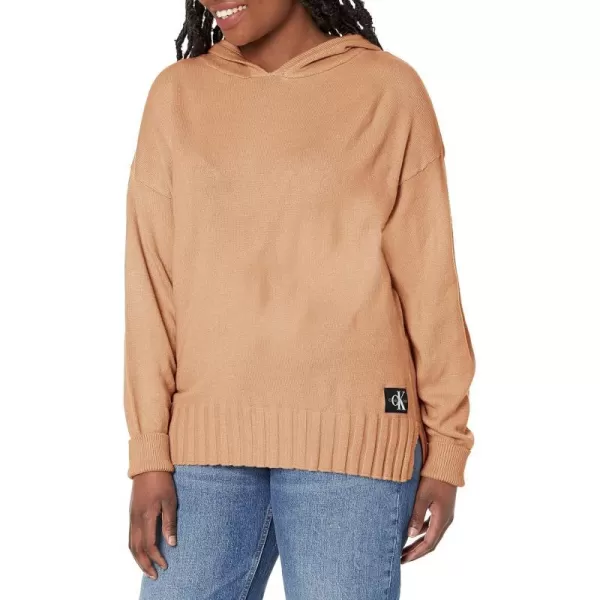 Calvin Klein Womens Long Puff Sleeve Hooded SweaterWheat Grain