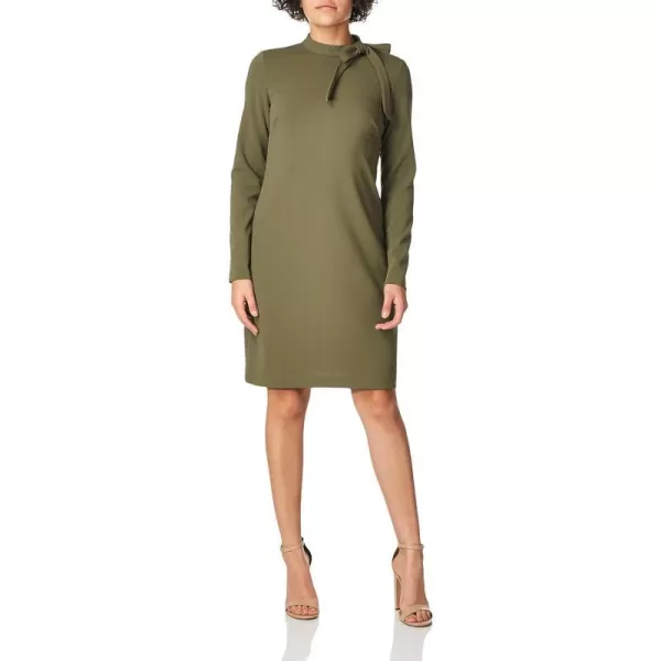 Calvin Klein Womens Long Sleeve Dress with Tie Neck DetailCaper Tie Neck