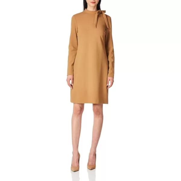 Calvin Klein Womens Long Sleeve Dress with Tie Neck DetailLuggage Tie Neck