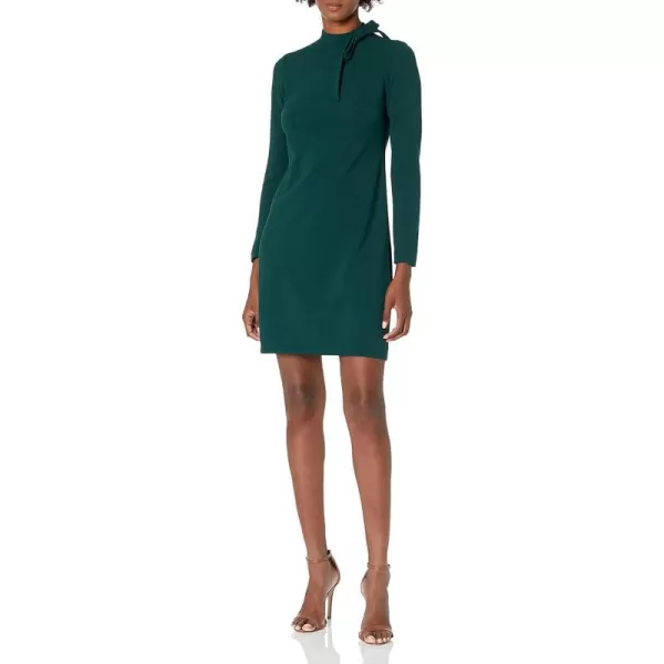 Calvin Klein Womens Long Sleeve Dress with Tie Neck DetailMalachite Tie Neck