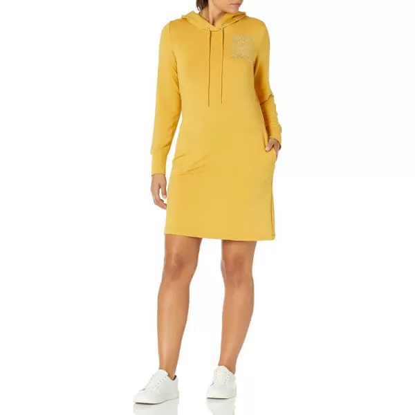 Calvin Klein Womens Long Sleeve Hoodie DressOchreGold