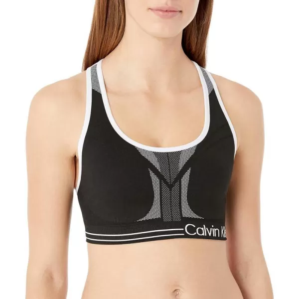 Calvin Klein Womens Medium Impact Reversible Sports BraBlackWhite