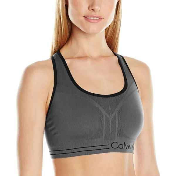 Calvin Klein Womens Medium Impact Reversible Sports BraCharcoalBlack