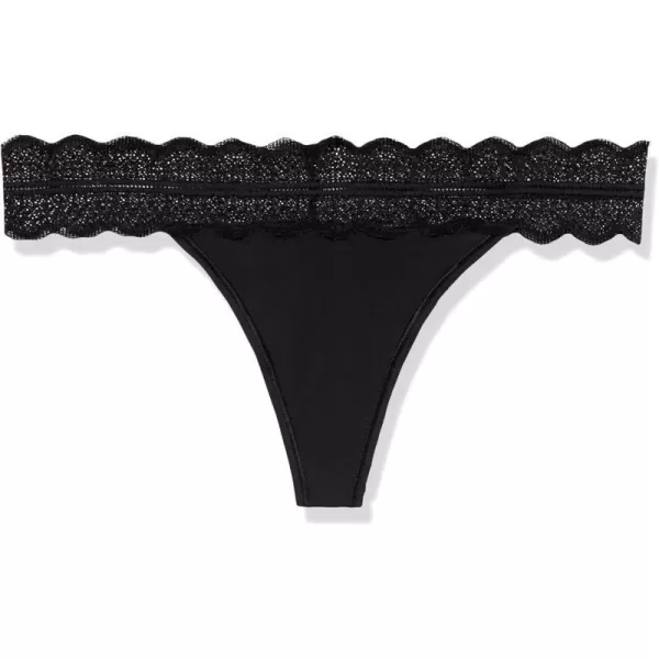 Calvin Klein Womens Micro with Lace Band Thong PantyBlack 3 Pack