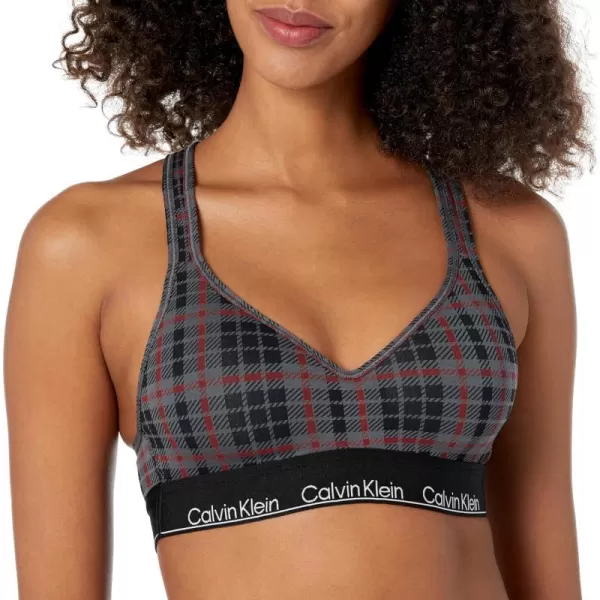 Calvin Klein Womens Modern Cotton Lightly Lined Wireless BraletteScotish PlaidcharcoalSundried Tomato