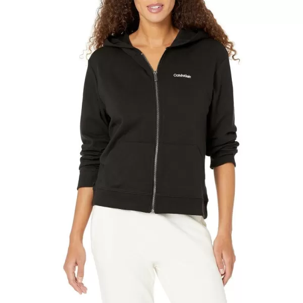 Calvin Klein Womens Modern Cotton Lounge Full Zip HoodieBlack