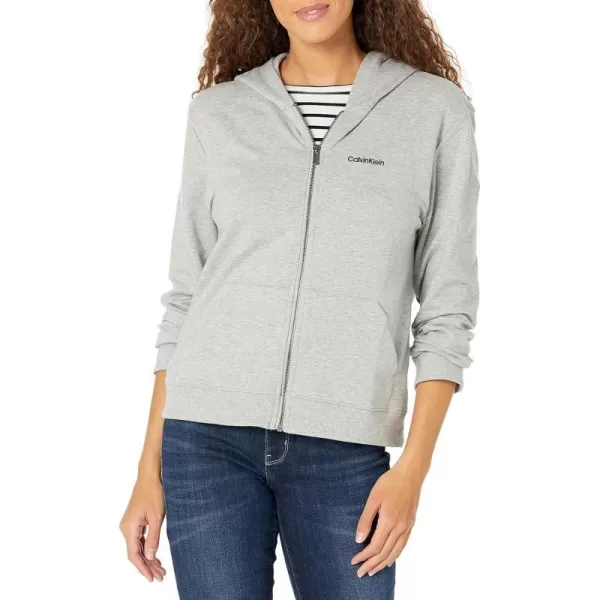 Calvin Klein Womens Modern Cotton Lounge Full Zip HoodieGrey Heather