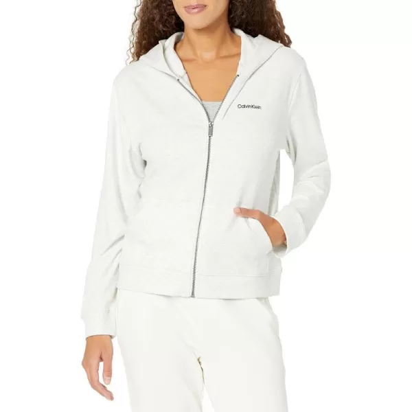 Calvin Klein Womens Modern Cotton Lounge Full Zip HoodieSnow Heather