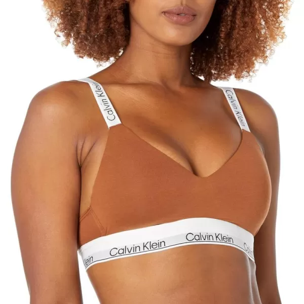 Calvin Klein Womens Modern Cotton Naturals Lightly Lined Wireless BraletteWarm Bronze