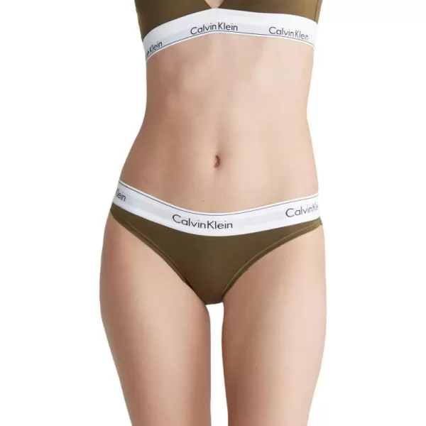 Calvin Klein Womens Modern Cotton Stretch Bikini PantyDark Olive