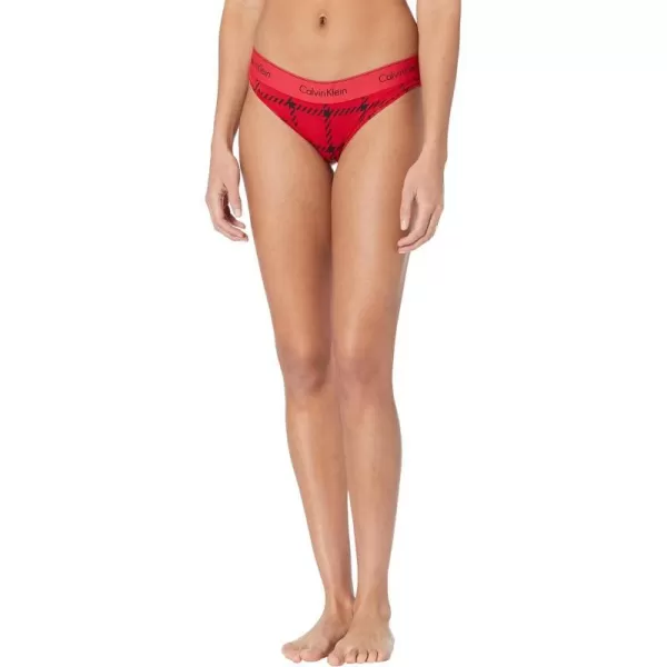 Calvin Klein Womens Modern Cotton Stretch Bikini PantyMens Window Pane Rustic Red