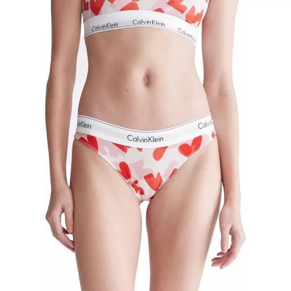 Calvin Klein Womens Modern Cotton Stretch Bikini PantyRemembered Hearts Orange Odyssey