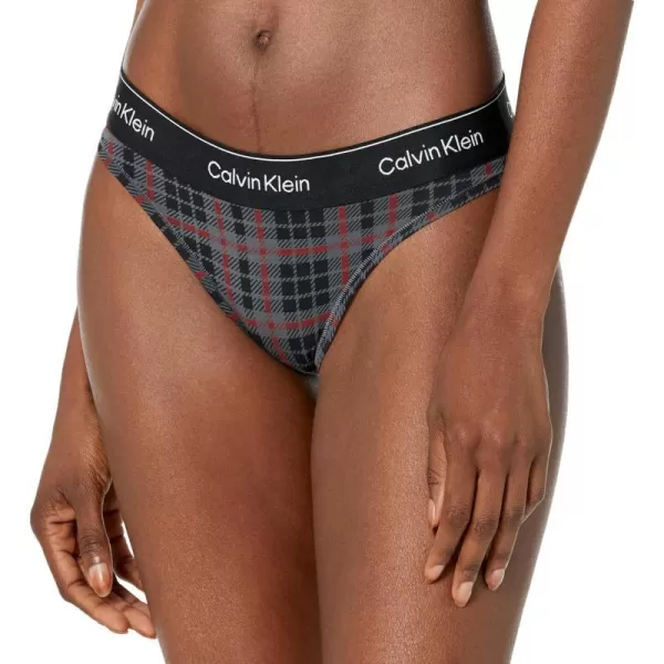 Calvin Klein Womens Modern Cotton Stretch Bikini PantyScotish PlaidcharcoalSundried Tomato