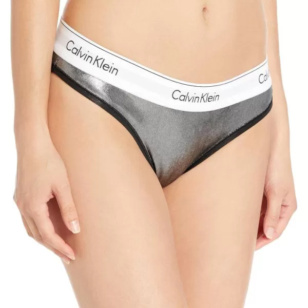 Calvin Klein Womens Modern Cotton Stretch Thong PantiesBlack Wet Look