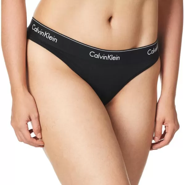 Calvin Klein Womens Modern Cotton Stretch Thong PantiesBlackBlack Wb