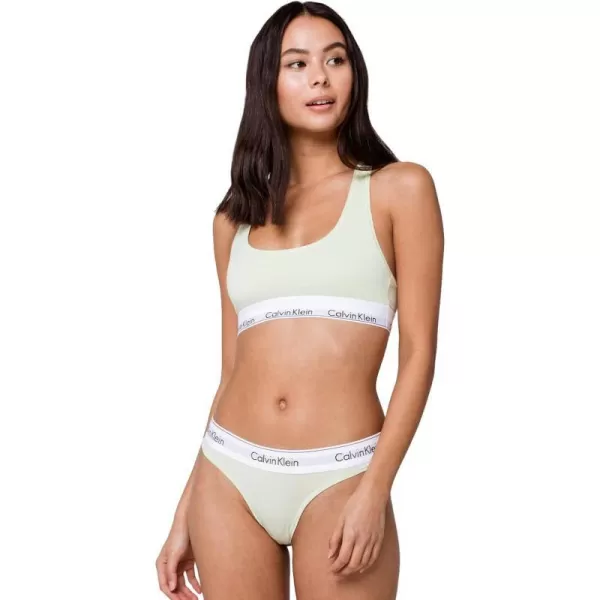 Calvin Klein Womens Modern Cotton Stretch Thong PantiesPale Moss