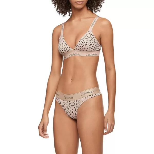 Calvin Klein Womens Modern Cotton Stretch Thong PantiesSavannah Cheetahcedar