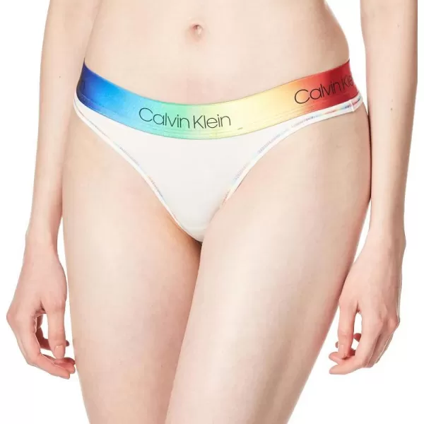 Calvin Klein Womens Modern Cotton Stretch Thong PantiesWhite Gradient Rainbow