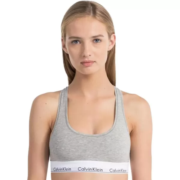 Calvin Klein Womens Modern Cotton Unlined Wireless BraletteGrey Heather Full Cup