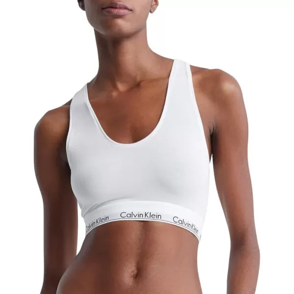 Calvin Klein Womens Modern Cotton Unlined Wireless BraletteWhite Longline