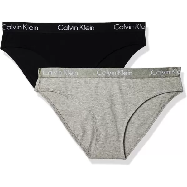 Calvin Klein Womens Motive Cotton Multipack Bikini Panty 2 PackBlackGray Heather