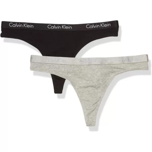 Calvin Klein Womens Motive Cotton Multipack Thong Panty 2 PackBlackGray Heather