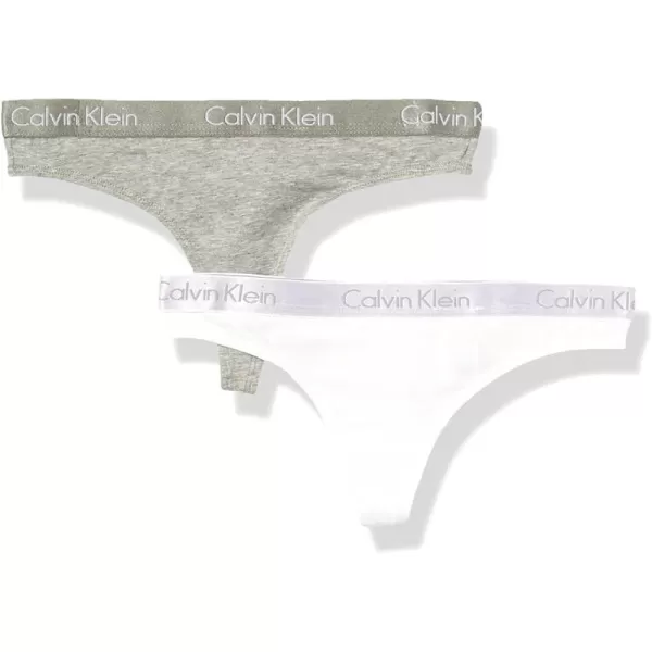 Calvin Klein Womens Motive Cotton Multipack Thong Panty 2 PackGrey HeatherWhite