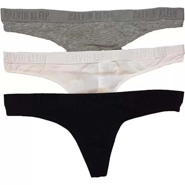 Calvin Klein Womens Motive Cotton Multipack Thong Panty 2 PackGrey HeatherWhiteBlack