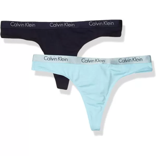 Calvin Klein Womens Motive Cotton Multipack Thong Panty 2 PackNavy Multi