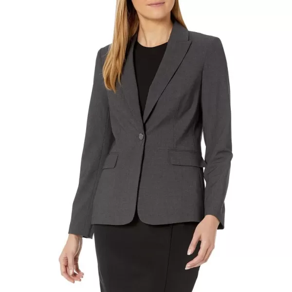 Calvin Klein Womens One Button Lux BlazerCharcoal