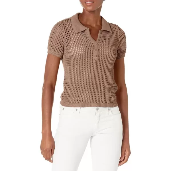 Calvin Klein Womens Open Stitch Cap Sleeve Polo ShirtHazelwood