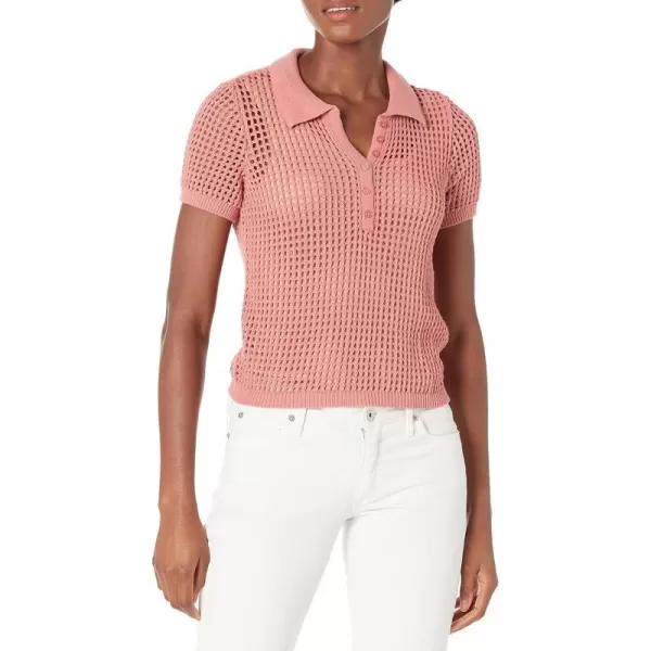 Calvin Klein Womens Open Stitch Cap Sleeve Polo ShirtSavannah