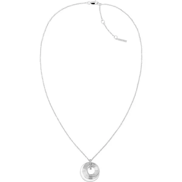 Calvin Klein Womens Pendant Necklace CrystalSet Elegance with Interlocking RingsSilver