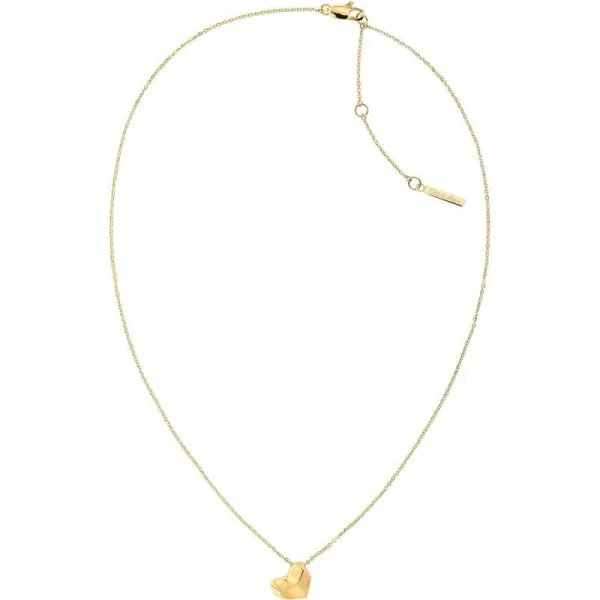 Calvin Klein Womens Pendant Necklace Faceted Heart Design for All OccasionsYellow Gold