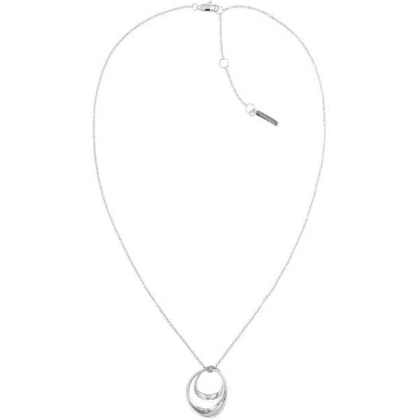 Calvin Klein Womens Pendant Necklace Sculptural Contours for Elegant Style in Polished FinishSilver