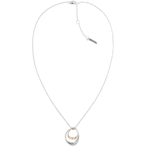 Calvin Klein Womens Pendant Necklace Sculptural Contours for Elegant Style in Polished FinishTwo Tone