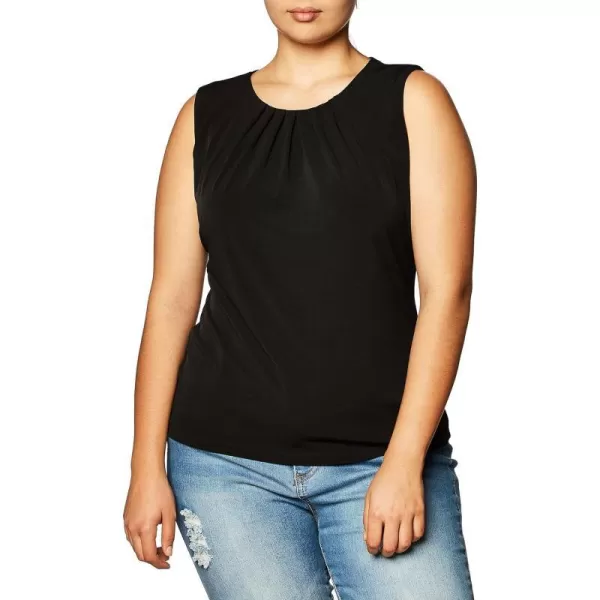 Calvin Klein Womens Pleat Neck Sleeveless CamiDeep Black