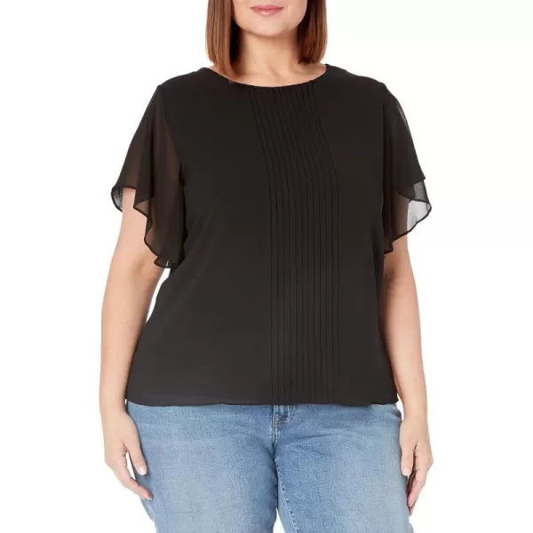 Calvin Klein Womens Plus Size Layered Mixed Media TShirtBlack