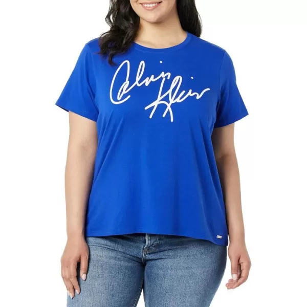 Calvin Klein Womens Plus Size Layered Mixed Media TShirtKlein Blue